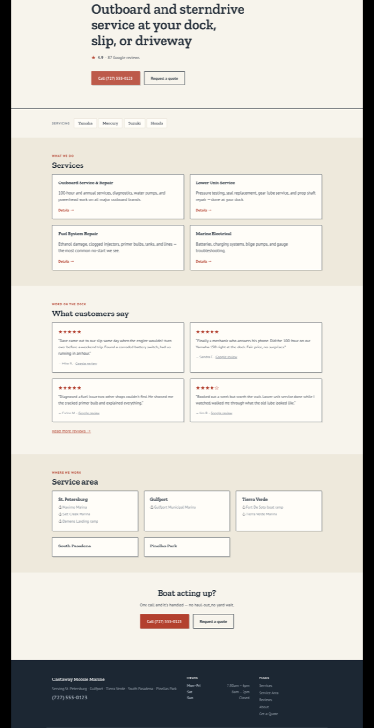 Charthouse website style — full homepage